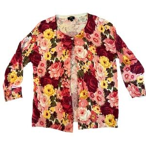Talbots rose floral cardigan - small